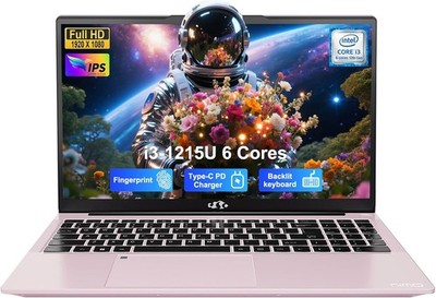 NIMO 15.6'' IPS FHD-Laptop, Intel 6 Cores i3-1215U 8GB RAM 256GB SSD Up to 4.4GHz