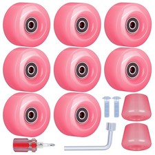 8 Pack Roller Skate Wheels with Bearings Installed and 2 Toe Stoppers for Dou...