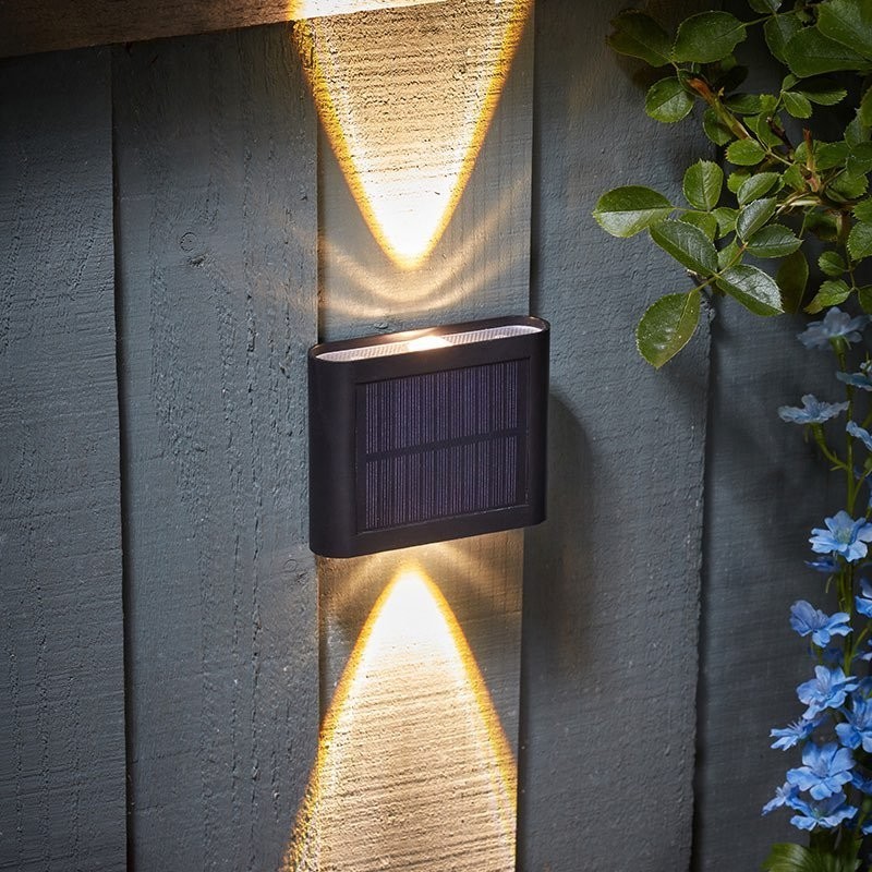 2-Way Fence & Wall Lights Solar Powered Outdoor Lights - 2 Pack