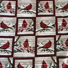 Quilting Fabric Christmas Cardinals 44 Wide 6 Yds Continuous Piece 100 Cotton