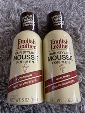 2X English Leather Hair Styling Mousse For Men Unscented 5oz NEW RARE