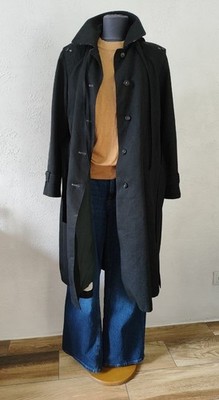 Vtg Women s Wool Coat Trench Overcoat Size L  UK14 US 10 Makyta