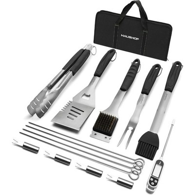 15PCS Grilling Accessories Set, Stainless Steel BBQ Tools with Bag