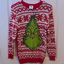 The Grinch Dr. Seuss Fair Isle Knit Pullover Sweater Kids 10-12 Cotton Blend