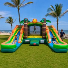 Inflatable Bounce House Water Slide Commercial Tropical Kids Toddlers NO Blower