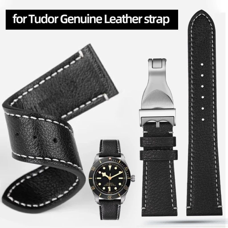 Tudor Black Bay GMT 20mm 22mm Leather Deployment Strap in Brown