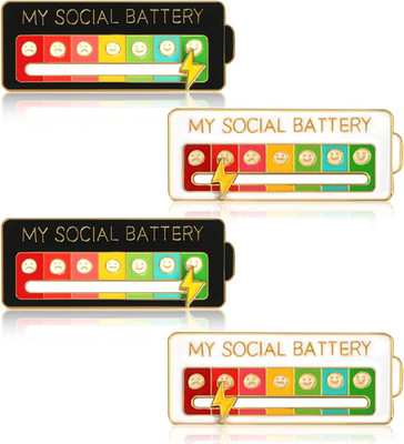 Social Battery Pin, 4 Stück Lustige Brosche für Soziale Stimmung für 7 Tage Inte