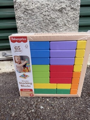 Fisher-Price Toddler Wooden Stacking Blocks   65 Pieces, Preschool Learning Toy