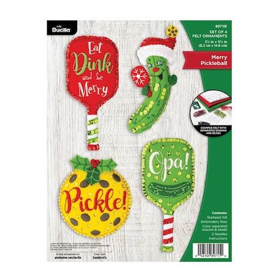 Bucilla Filz Ornamente Applikation 4er Set - Merry Pickleball 89711E