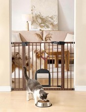 CatPrivilege   Baby Gate with Cat Door, 29"-43" Adjustable Black Wood Pattern...