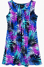 RN Studio by Ronni Nicole Women's L Blue Tropical Sleeveless A-Line Knit Dress