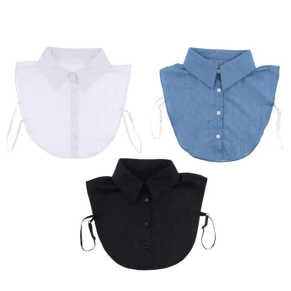 Chemisier demi-chemise à col amovible, empiècement en coton - Photo 1/1