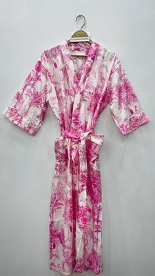 Indian Cotton Robe Long Kimono Sleepwear Multi Floral Printed Night Kimono robe