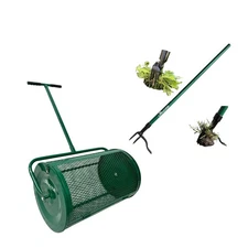 Spreader & Weeder Lawn & Garden Care Set - 24" Compost & Peat Moss Spreader w...