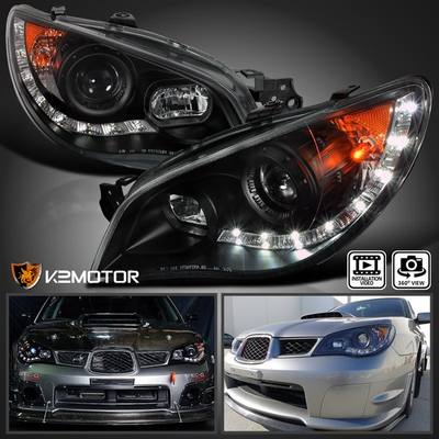 #ad #ad Black Fits 2006 2007 Subaru Impreza WRX STI Projector Headlights LED Strip 06 07 $224.38
