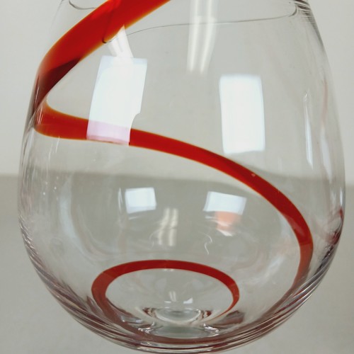 Pier 1 Candy Cane Balloon Wine Glasses Red Stripe Spiral Swirl Set of 2 - Picture 8 of 11