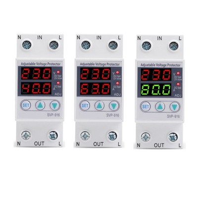 SVP916 Adjustable Voltage Surge Protector Relay 220V 40/63/80A Dual Display Home