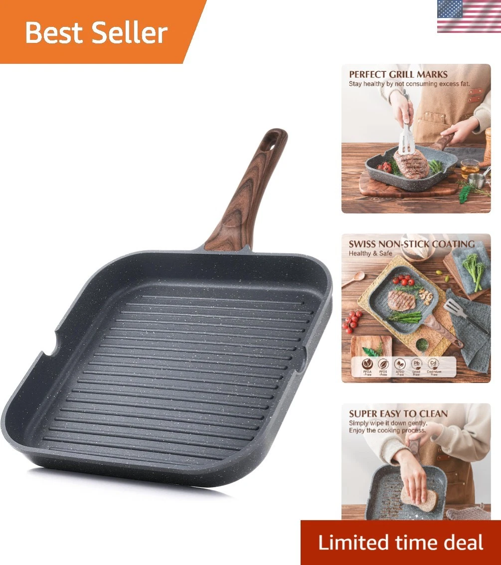 Effortless Cooking with 11-Inch Nonstick Grill Skillet - All Cooktops Friendly
