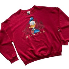 Vintage Donald Duck Walt Disney Red 90s Cartoon Crewneck Size Large