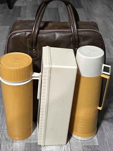 Vintage 4 Piece  Thermos Picnic Set. Soup and coffee thermos & container.