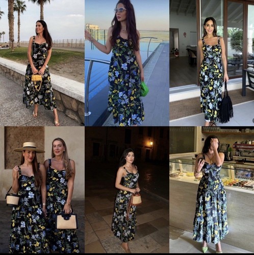 ZARA NEW WOMAN SS24 BLACK/YELLOW FLORAL PRINT MIDI DRESS REF:2157/052 SIZE XS - Picture 6 of 7