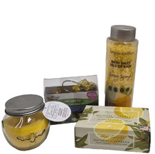 Lemon Oatmeal Bath Soak Gift Set Scented Candle Spa Kit Box Relaxing Self Care G