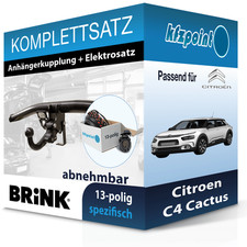 Für Citroen C4 Cactus 18- BRINK Anhängerkupplung abnehmbar + 13polig E-Satz