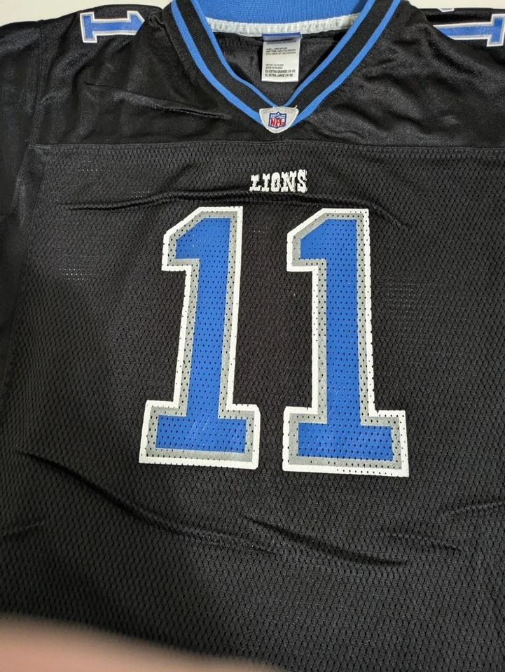 Camiseta de fútbol americano Roy Williams Detroit Lions juvenil XL negra 11 NFL Reebok On Field Foto 3 de 4