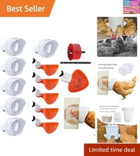 DIY Automatic Poultry Feeder Kit with 6 Ports & Waterer Cups — No Waste Solution