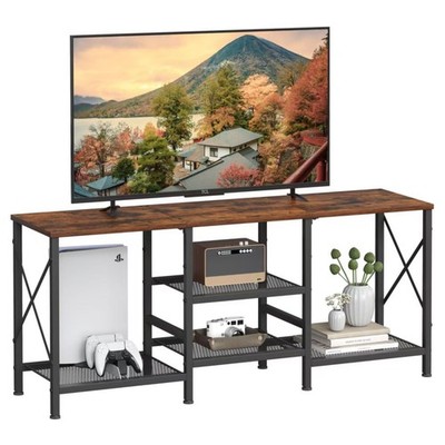 TV Stand for 55 Inch TV, Entertainment Center with 3-Tier Open Shelves, TV Co...