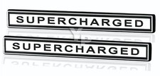 Chrome Black Supercharged Engine Emblems Plates Badges Logos - 5 Long Pair Chrome Black Supercharged Engine Emblems Plates Badges Logos - 5 Long Pair