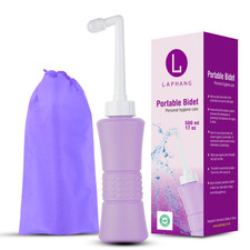 laphang Portable Bidet 500ml Purple Peri Bottle with Waterproof Pouch and Cap