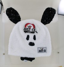 New Justice Snoopy Faux Fur  Sequin Beanie Hat with Gloves