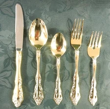 Royal Gallery Japan Gold 5pc Place Setting 2 Forks, 2 Spoons, Butter Knife - NEW