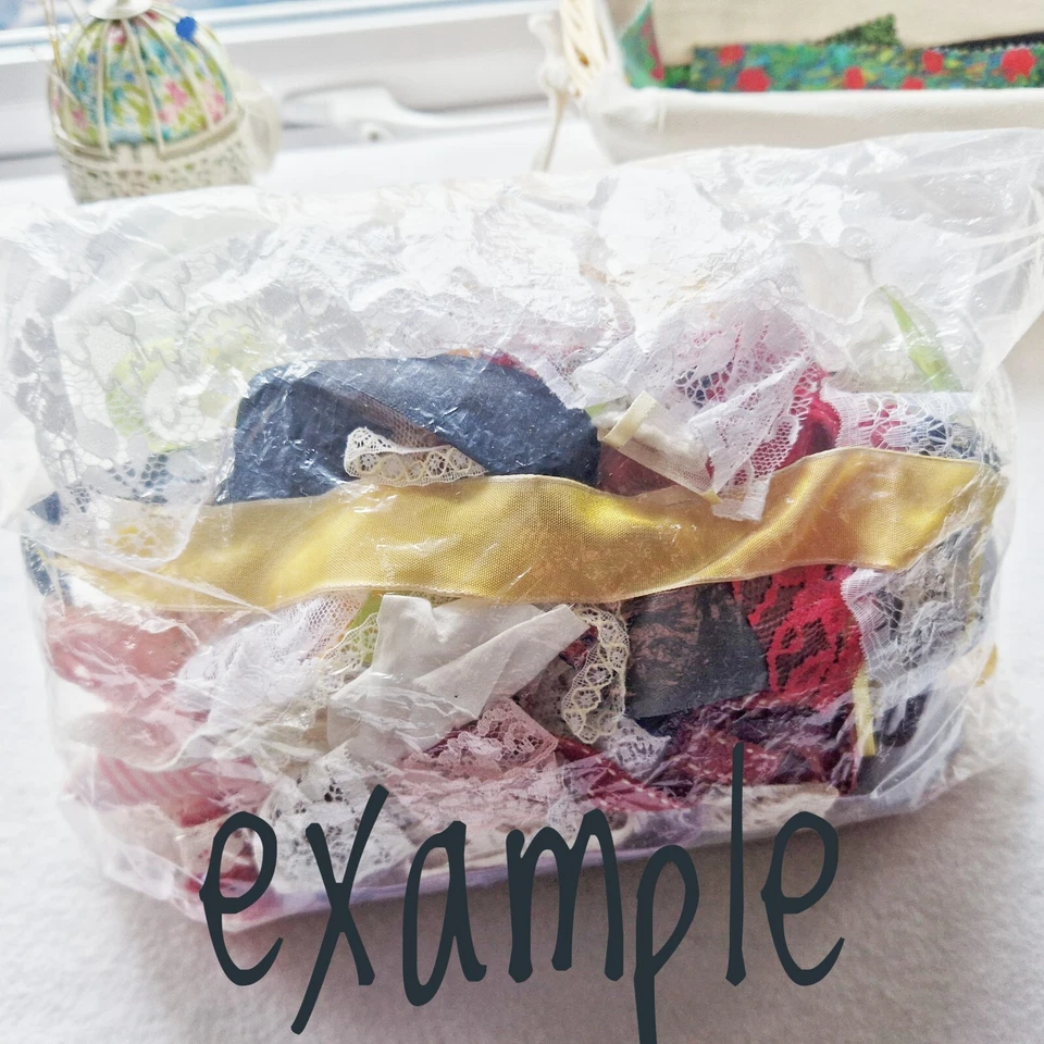 Ribbon Lace Organza Craft Fabric Scrap Pack Textured Offcuts Sewing Remnants Bag - Image 4 of 4
