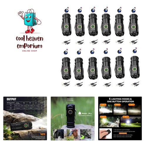 Mini Flashlight 2550 Lumens Rechargeable USB C Charging, Small Flashlights Hi...
