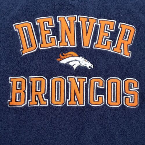 Denver Broncos Fleece Sweater Mens Large Blue Pullover Mock Neck NFL Football - Afbeelding 1 van 10