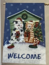 NEW Silk Reflections Decorative Flag, Welcome Buddies, 25x37” (Dog & Cat)