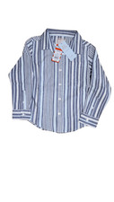 Cat Jack Boys Striped Blue Long Sleeved Button Up Shirt. Size 8