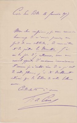 François DE CUREL - Signierter Autogrammbrief an Paul ADAM