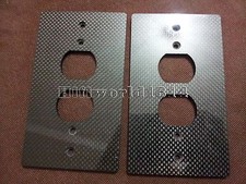 1x HiFi Carbon Fiber AC Power Duple Receptacles Wall socket Outlet Cover Plate