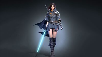 Anime cifangyi cgi star wars women jedi brunette cape Playmat Gaming Mat Desk