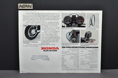 Vtg 1980 Honda CX500 C Custom V-Twin Motorcycle Brochure Whipps
