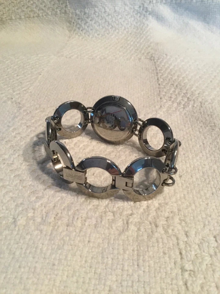 Reloj Damas Esprit, Acero Inoxidable Cadena Trasera Eslabón Circular Rosa Perla Cara Nuevo Sin Etiquetas Foto 3 de 4