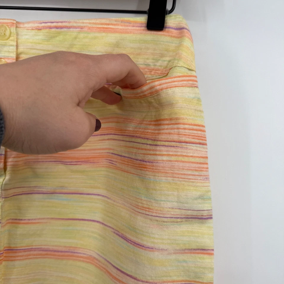 Falda Harve Bernard para mujer 8 rayas amarillas mezcla de lino tiro medio colorida Foto 2 de 4