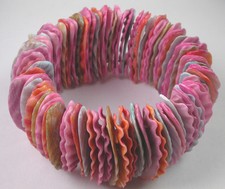 Handmade Pink and Orange Pectin Shell Stretch Bracelet Beach Wedding Jewelry