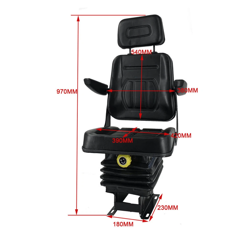 Asiento de suspensión para tractor de carretilla elevadora asiento impermeable con rieles deslizantes y base Foto 3 de 4