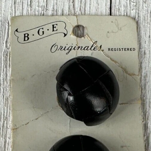Vintage Faux Leather Buttons Orig. Card Plastic Woven Molded Looks Like Leather - Image 3 of 4