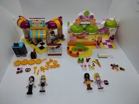 LEGO Lot 2 FRIENDS 41006 41035 Downtown Bakery Juice Bar sets 100% complete