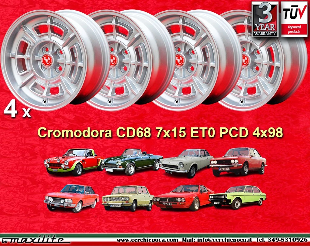 1974//ラメ 4 Cerchi Fiat Cromodora CD68 7x15 4x98 Wheels Felgen llantas